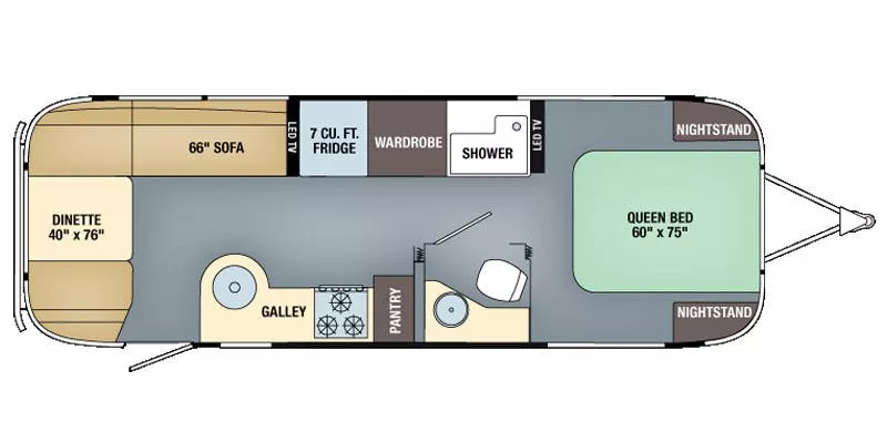 28' 2016 Airstream Flying Cloud 27FB Floorplan