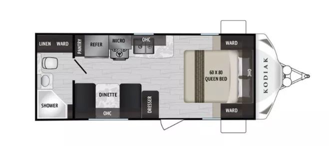 25' 2018 Dutchmen Kodiak 201QB Floorplan