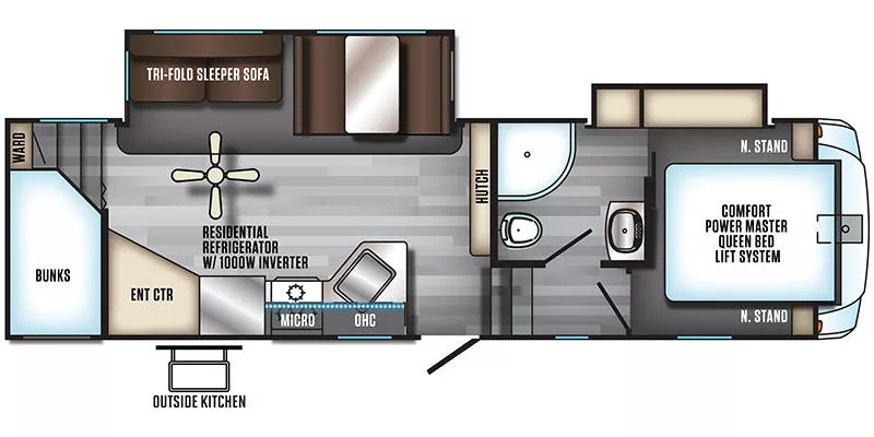 31' 2019 Forest River Cherokee Arctic Wolf 265DBH8 w/2 Slides - Bunk House Floorplan