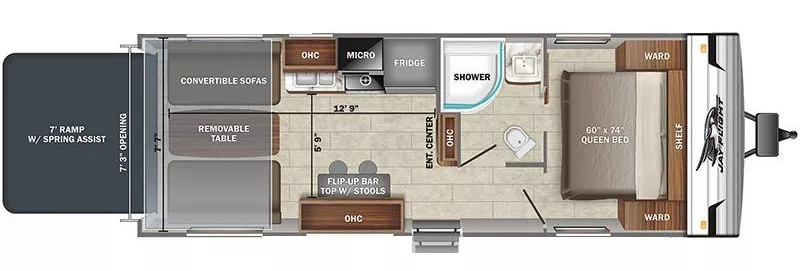 30' 2022 Jayco Jay Flight Slx 265TH - Toy Hauler Floorplan