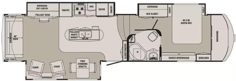 38' 2013 Crossroads Redwood 36RL w/3 Slides Floorplan