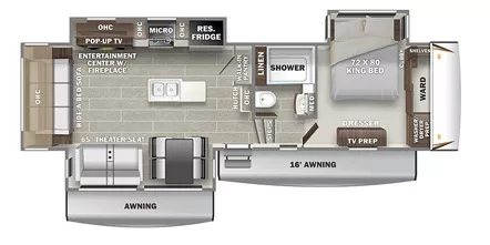36' 2021 Forest River Sanibel Primetime 3102RSWB w/3 Slides Floorplan