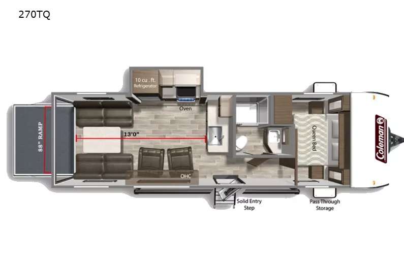 32' 2021 Keystone Coleman Lantern 270TQ - Toy Hauler Floorplan
