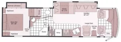 36' 2006 Winnebago Journey SE 36SG 300hp Cummins w/2 Slides Floorplan