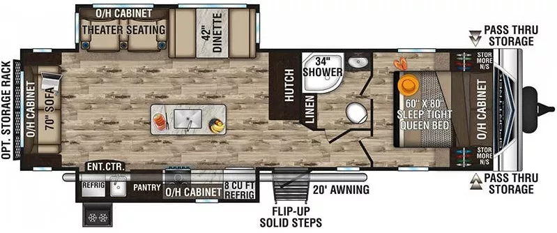 34' 2020 Venture RV Sporttrek 312VIK w/2 Slides Floorplan