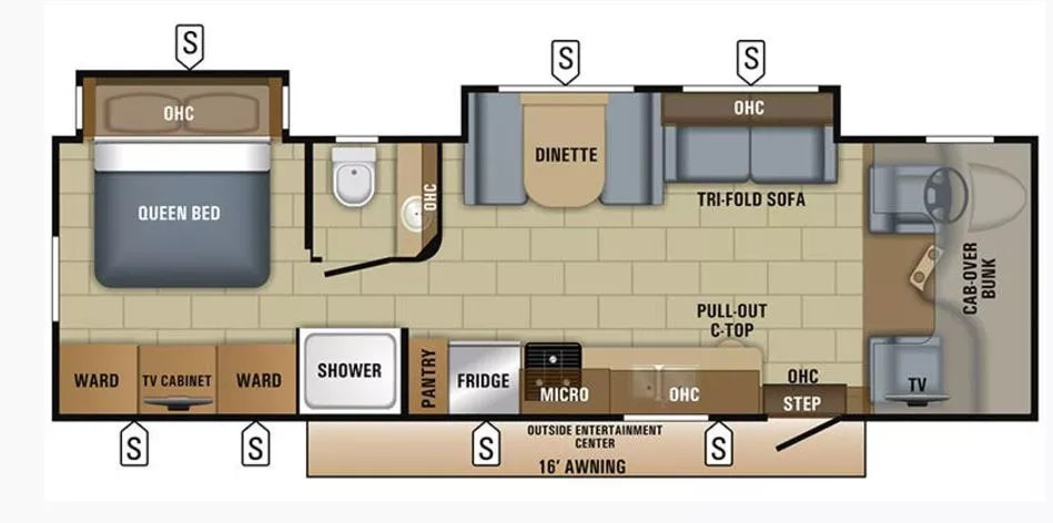 32' 2018 Jayco Greyhawk Prestige 29MVP w/2 Slides Floorplan