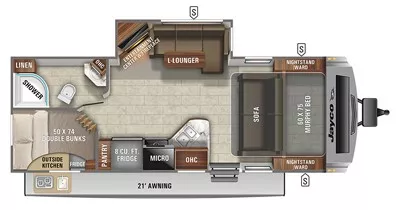 30' 2021 Jayco White Hawk 24MBH w/Slide - Bunk House Floorplan