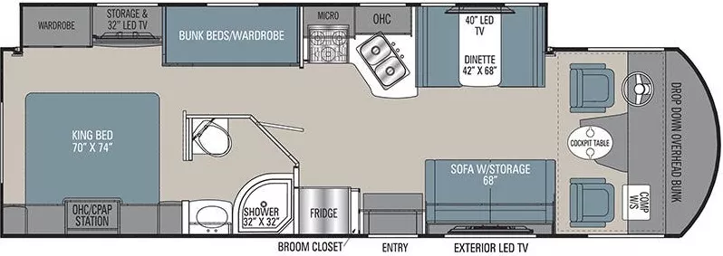 31' 2021 Coachmen Pursuit 31BHP w/Slide - Bunk House Floorplan