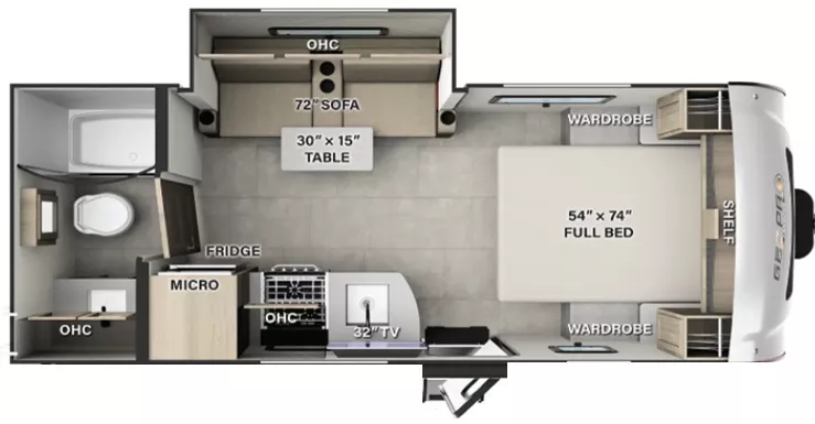 21' 2024 Forest River Geo Pro G20FBS w/Slide Floorplan