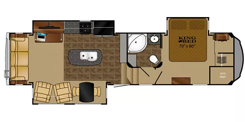 35' 2016 Heartland Bighorn 3270RS w/3 Slides Floorplan