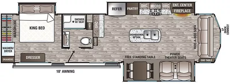 40' 2021 Forest River Cedar Creek Cottage 40CCK w/3 Slides Floorplan