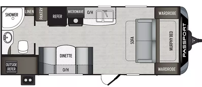 23' 2020 Keystone Passport 197RB Floorplan