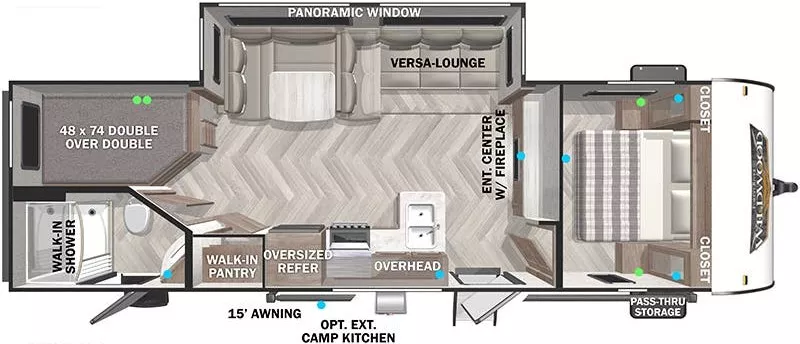 32' 2022 Forest River Wildwood X-Lite 263BHXL w/Slide - Bunk House Floorplan