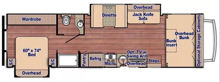 32' 2022 Gulf Stream Conquest 6320D w/2 Slides Floorplan