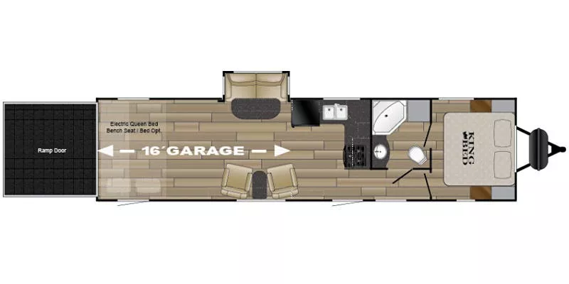 38' 2017 Heartland Torque 33 w/Slide & Generator  - Toy Hauler - Bunk House Floorplan