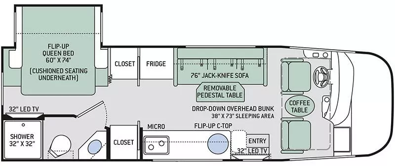 26' 2018 Thor Axis 25.3 w/Slide Floorplan