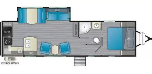 34' 2022 Heartland North Trail 28RKDS w/Slide Floorplan