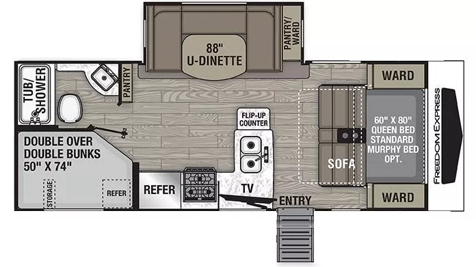 26' 2022 Coachmen Freedom Express 238BHS w/Slide Floorplan