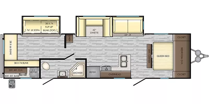 36' 2019 Crossroads Volante 32SB w/2 Slides - Bunk House Floorplan