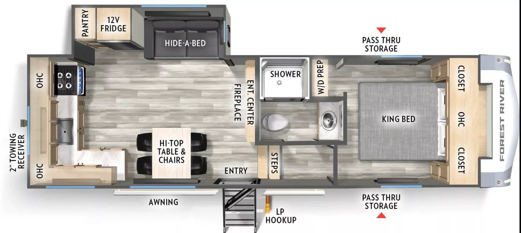 29' 2025 Forest River Wildcat 23RK w/Slide Floorplan