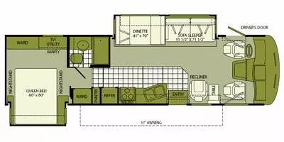 33' 2008 Fleetwood Southwind 32VS w/2 Slides Floorplan