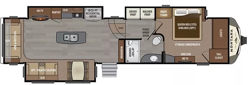 39' 2017 Keystone Montana 3721RL w/3 Slides Floorplan