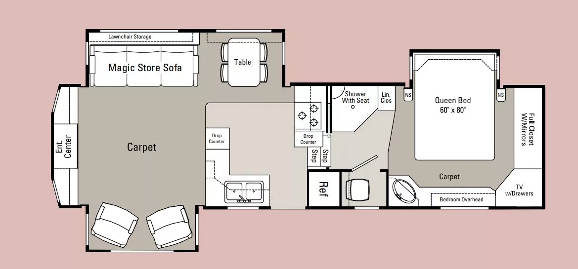 32' 2006 Peterson Industries Excel M-30RSO w/3 Slides Floorplan
