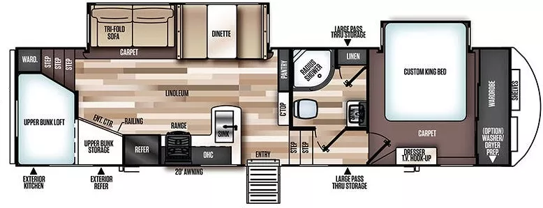 36' 2019 Forest River Salem Hemisphere Glx 295BH w/2 Slides - Bunk House Floorplan