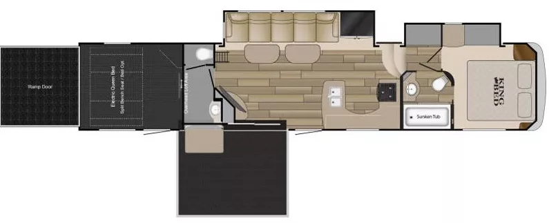 44' 2018 Heartland Road Warrior 427 w/2 Slides & Generator  - Toy Hauler Floorplan
