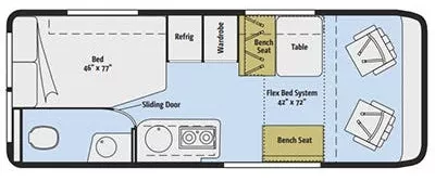 21' 2015 Winnebago Travato 59G Floorplan