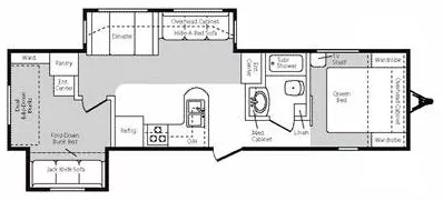 35' 2008 Keystone Montana Mountaineer 32PRD w/2 Slides - Bunk House Floorplan