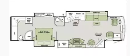 40' 2018 Tiffin Allegro Bus 40SP 450hp Cummins w/4 Slides Floorplan