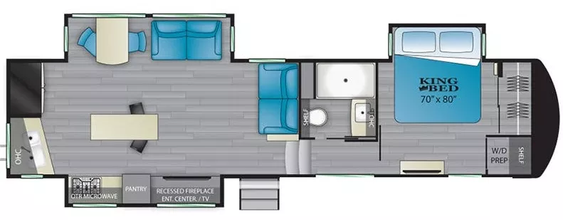 37' 2021 Heartland Bighorn 3120RK w/3 Slides Floorplan