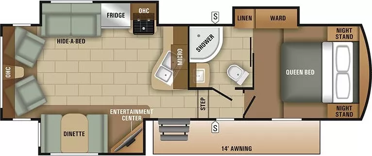 31' 2018 Starcraft Solstice Super Lite 27RLS w/3 Slides Floorplan