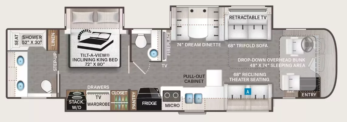 39' 2017 Thor Aria 3901 360hp Cummins w/3 Slides Floorplan