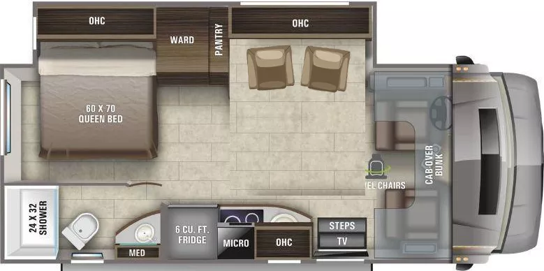 25' 2021 Entegra Coach Qwest Series 24L w/Slide Floorplan