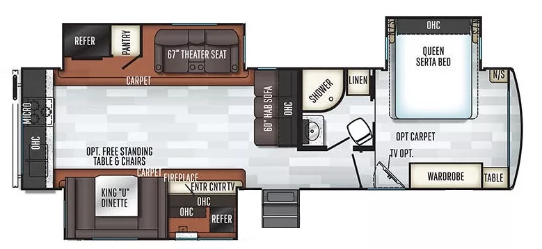 35' 2019 Forest River Rockwood Signature 8332BS w/3 Slides Floorplan