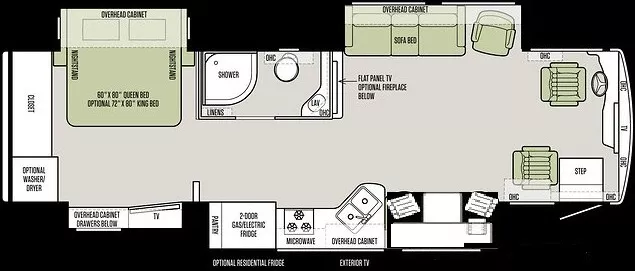 35' 2019 Tiffin Allegro Red 33AA 360hp Cummins w/4 Slides Floorplan