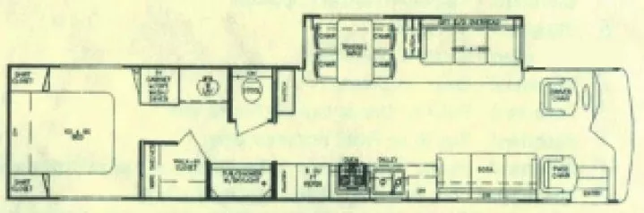 41' 1998 Odessa Overland Lorado 4141 330hp Cummins w/Slide Floorplan