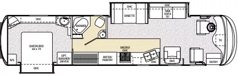 39' 2006 Coachmen Cross Country SE 376DS 300hp Cummins w/2 Slides Floorplan