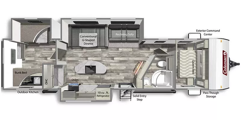 37' 2023 Dutchmen Coleman Lantern 337BH w/3 Slides - Bunk House Floorplan