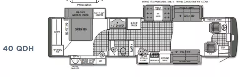 40' 2006 Tiffin Phaeton 40QDH 300hp Caterpillar w/4 Slides Floorplan
