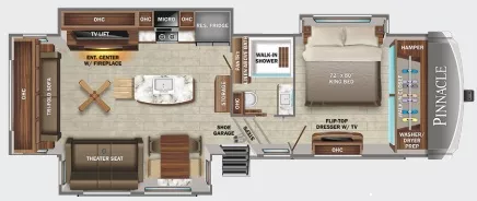 36' 2022 Jayco Pinnacle 32RLTS w/3 Slides Floorplan