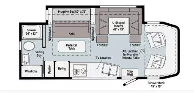 25' 2022 Winnebago Navion Series M24D w/Slide Floorplan