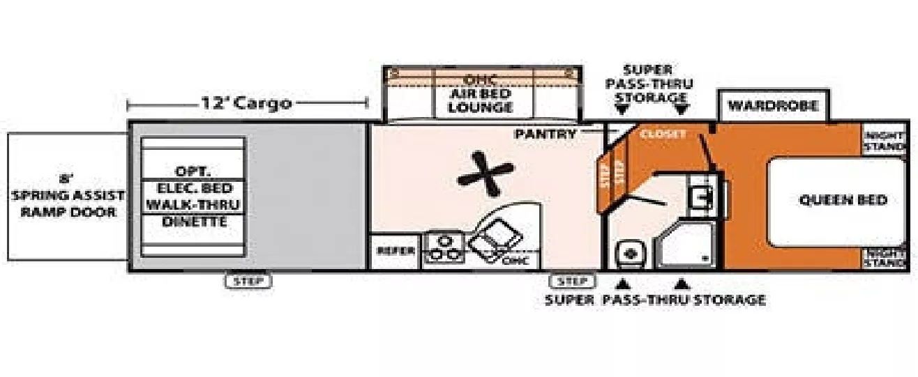 39' 2013 Forest River Xlr 300X12HP w/2 Slides & Generator  - Toy Hauler Floorplan