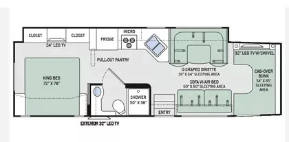 35' 2015 Thor Four Winds 33SW SUPER C w/Slide Floorplan