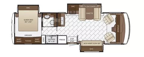 31' 2018 Newmar Bay Star 3009 w/3 Slides Floorplan