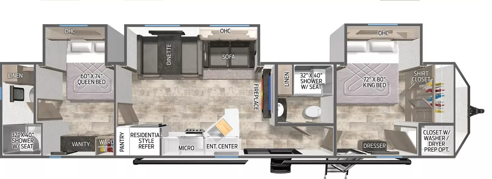 42' 2025 Forest River Puma Series 39DBT w/3 Slides Floorplan