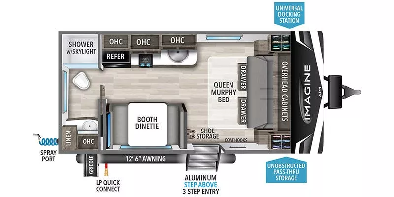 20' 2024 Grand Design Imagine Aim 15RB Floorplan