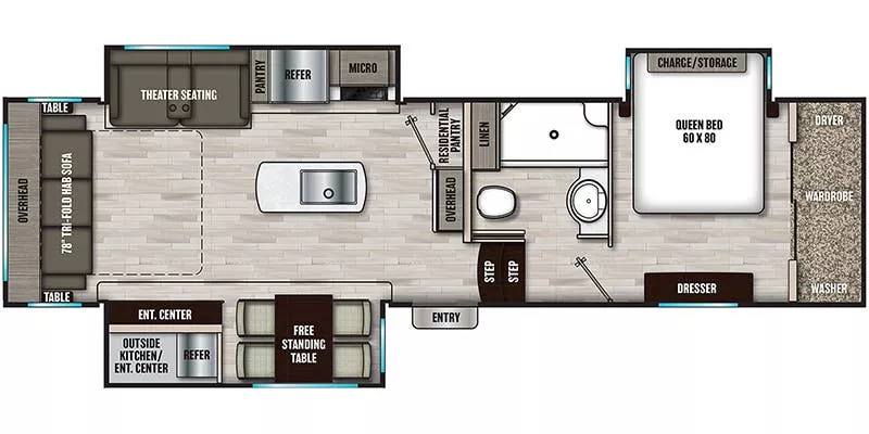 33' 2023 Shasta Phoenix 298RLS w/3 Slides Floorplan